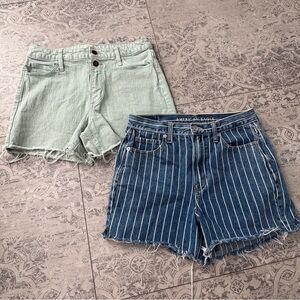 BUNDLE | Womens Hi-Rise Shorts | AEO Striped & Light Green Universal Thread SZ 6